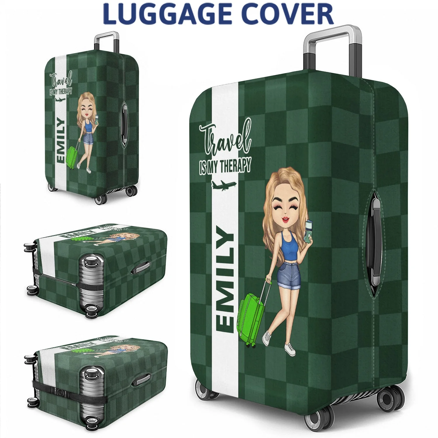 Collect Moments Not Things - Gift For Traveling Lovers, Travelers, Him, Her - Personalized Luggage Cover - Image 3