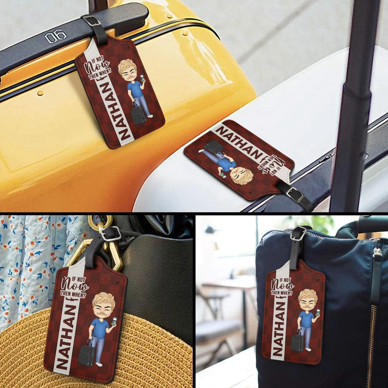 Collect Moments Not Things - Gift For Travellers, Travelling Lovers, Him, Her - Personalized Luggage Tag - Image 3
