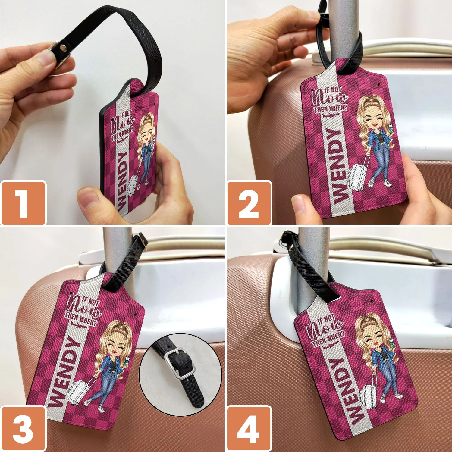 Collect Moments Not Things - Gift For Travellers, Travelling Lovers, Him, Her - Personalized Luggage Tag - Image 6