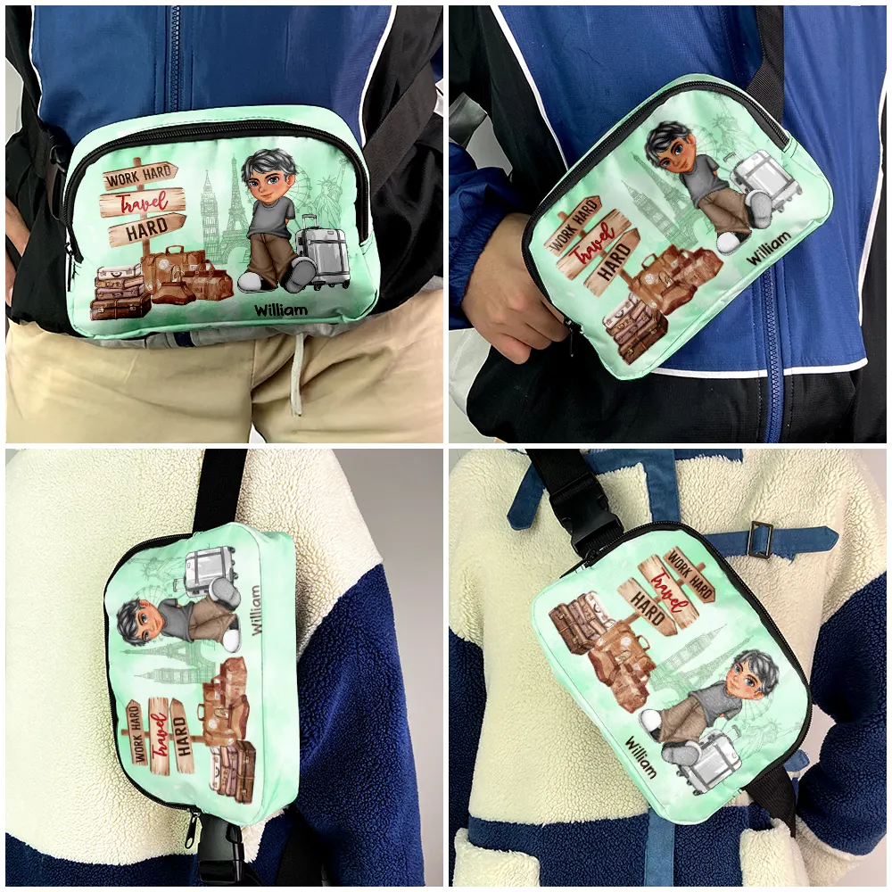 Collect Moments Not Things Travel Is My Therapy - Personalized Crossbody Belt Bag - Image 5