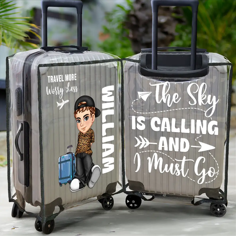Collect Moments Not Things Travel Lover Y2K - Personalized Clear Luggage Cover - Image 2