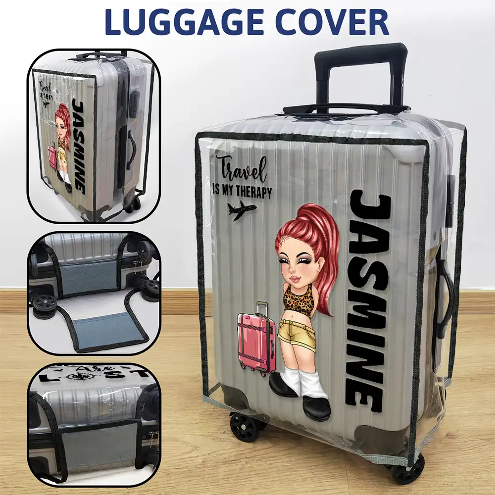 Collect Moments Not Things Travel Lover Y2K - Personalized Clear Luggage Cover - Image 3