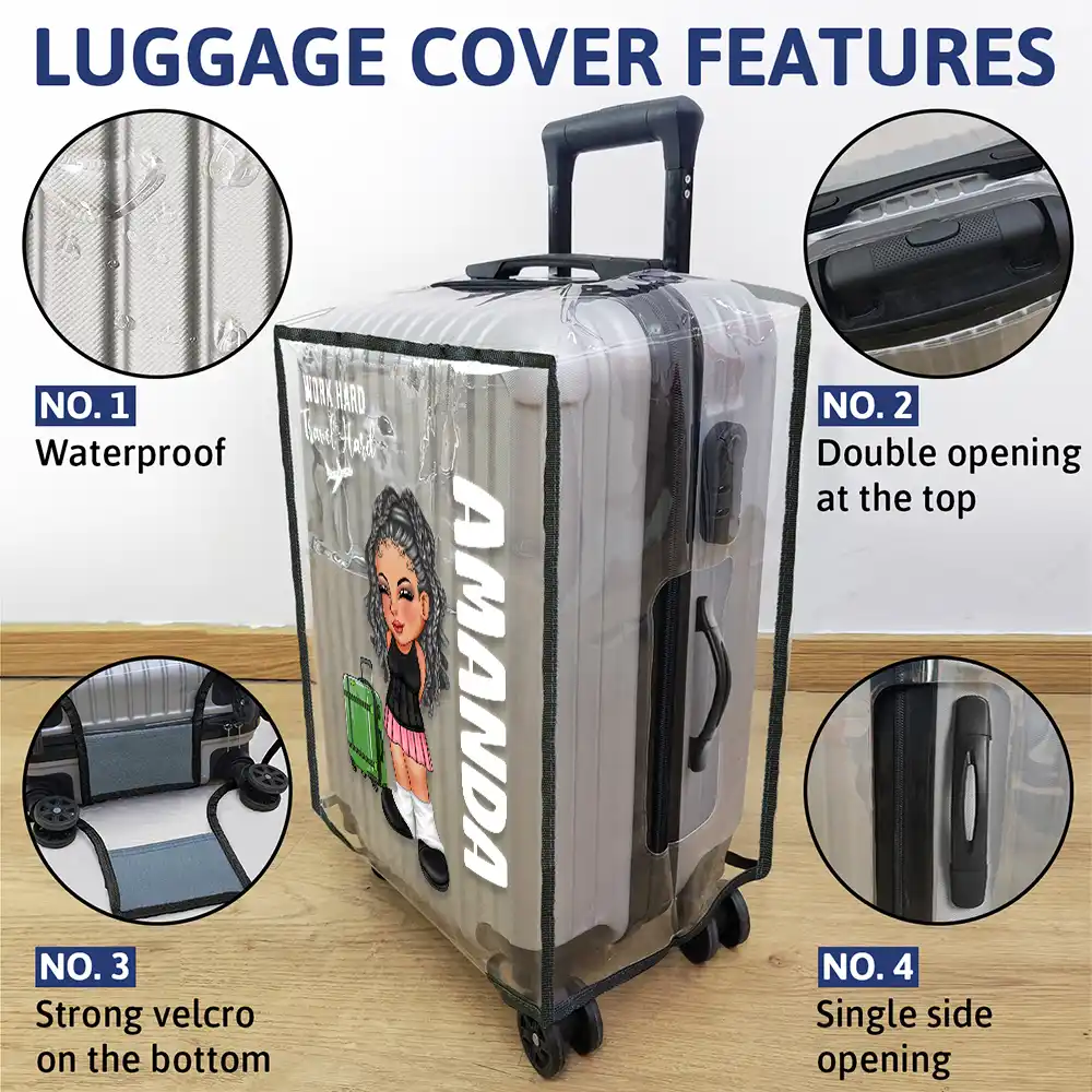 Collect Moments Not Things Travel Lover Y2K - Personalized Clear Luggage Cover - Image 4