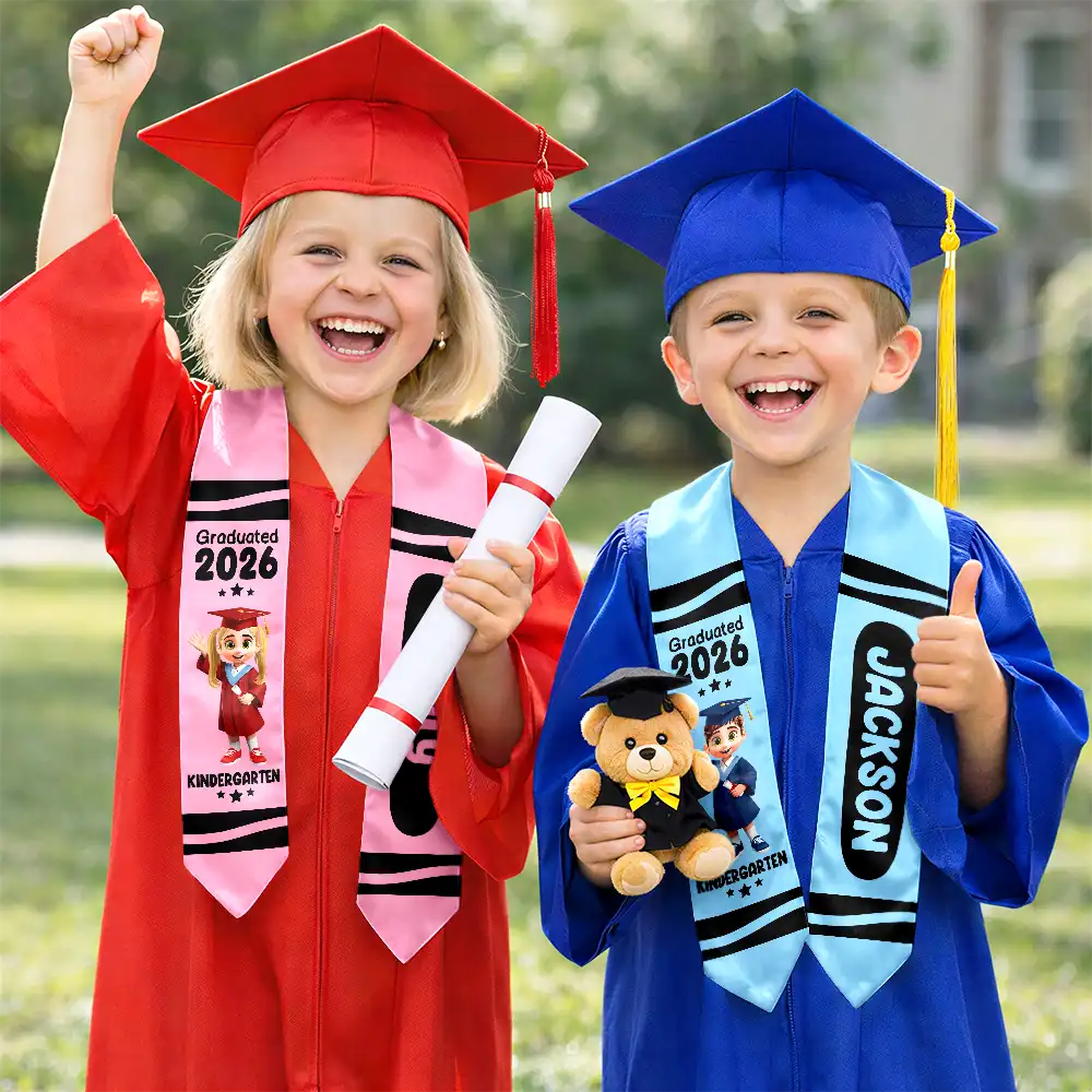 Colorful Crayons Pre-K Kindergarten Graduation - Personalized Kid Graduation Stole - Image 4