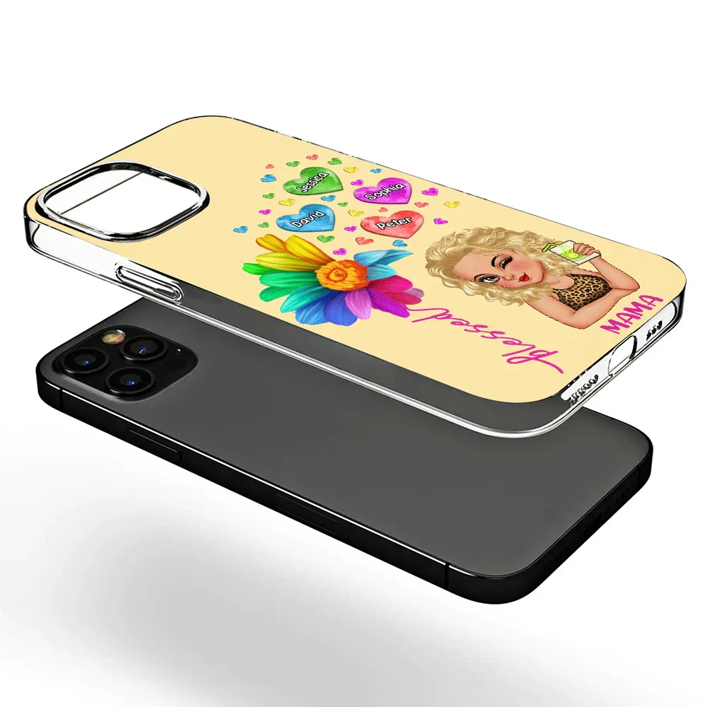 Colorful Flower Heart Grandma - Personalized Clear Phone Case - Image 3