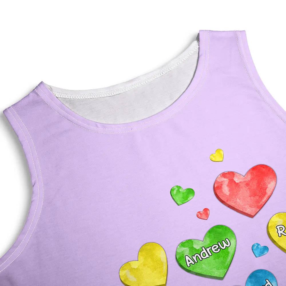 Colorful Flower Heart Grandma - Personalized Sleeveless Tank Dress - Image 5