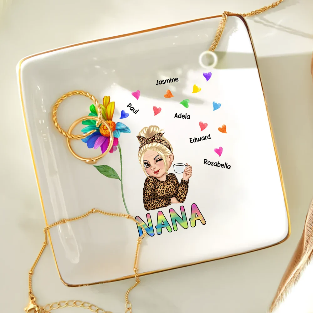 Colorful Sunflowers Grandma - Personalized Ring Dish - Image 4
