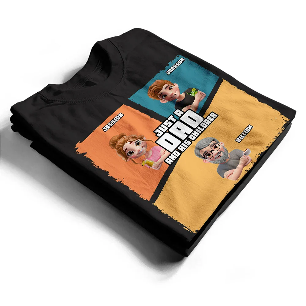 Comic Style Just A Dad And His Girl - Personalized T Shirt - Image 2