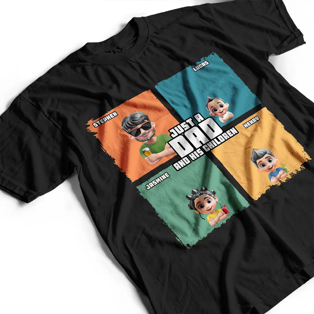 Comic Style Just A Dad And His Girl - Personalized T Shirt - Image 3