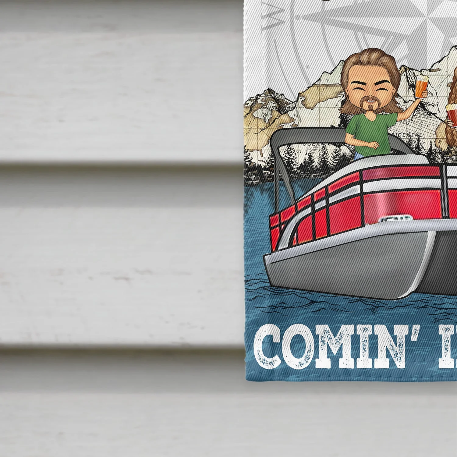 Comin' In Hot Pontoon - Birthday, Traveling, Cruising Gift For Lake Beach Lovers, Travelers - Personalized Custom Flag - Image 4