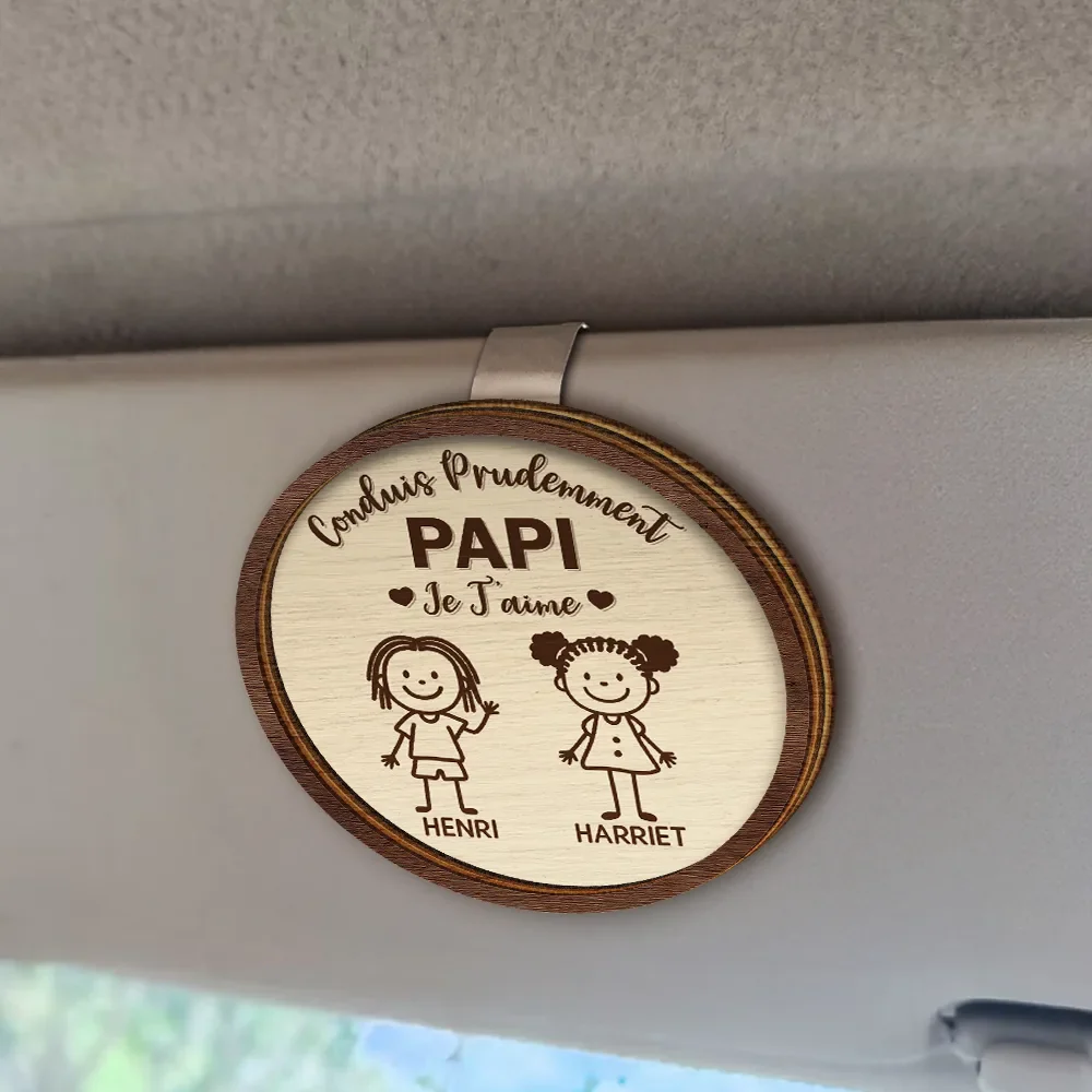 Conduis Prudemment Grand-Père Papa - Clip Para Parasol Del Coche De Forma Especial Personalizado - Image 2