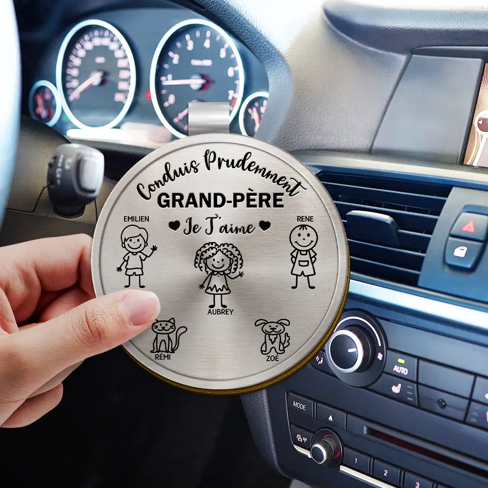 Conduis Prudemment Grand-Père Papa - Clip Para Parasol Del Coche De Forma Especial Personalizado - Image 3