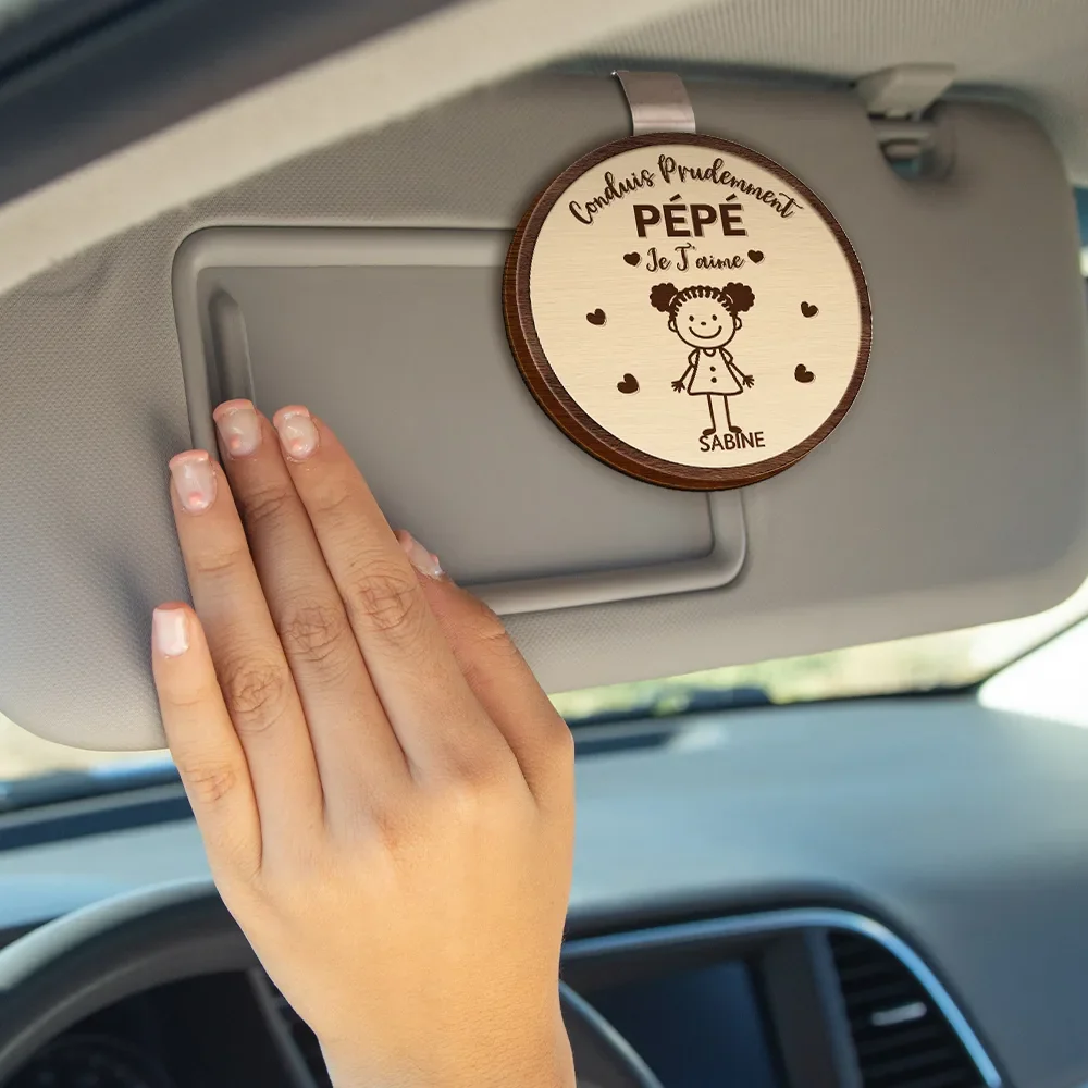 Conduis Prudemment Grand-Père Papa - Clip Para Parasol Del Coche De Forma Especial Personalizado - Image 4