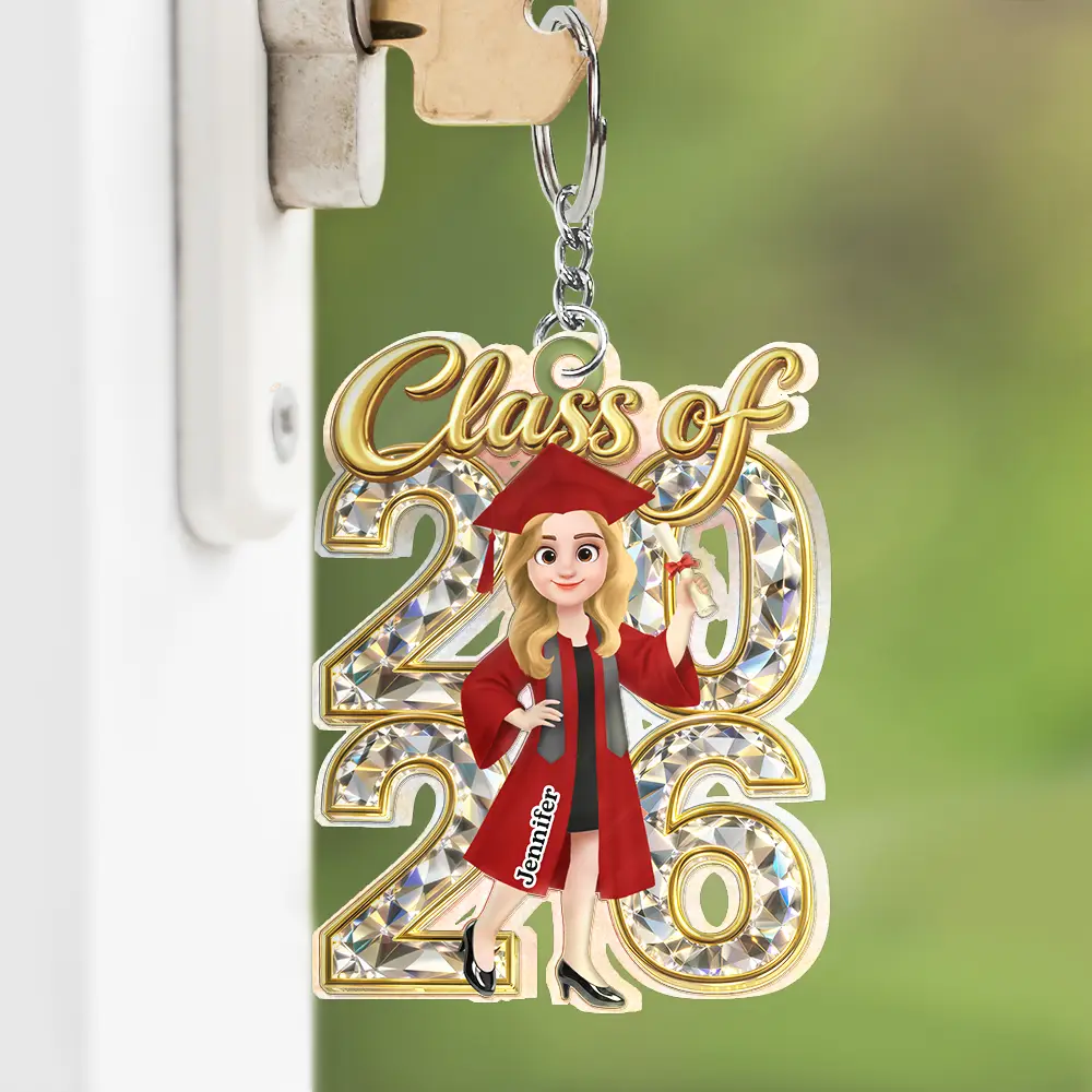 Congrats Grad Woman Man Crystal Effect - Personalized Acrylic Keychain - Image 2