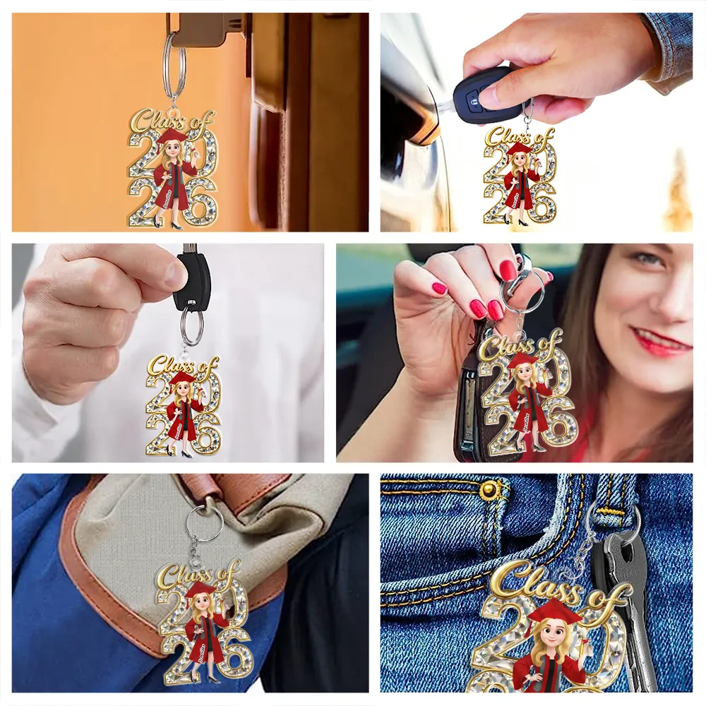 Congrats Grad Woman Man Crystal Effect - Personalized Acrylic Keychain - Image 6