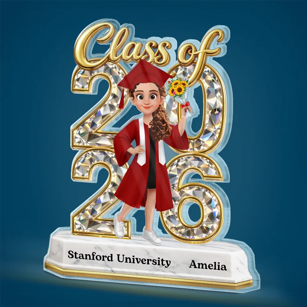 Congrats Grad Woman Man Crystal Effect - Personalized Custom Shaped Acrylic Plaque - Image 2