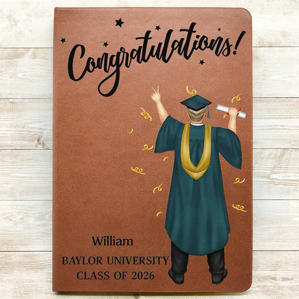 Congrats Grad You Did It - Personalized Leather Journal - Image 3
