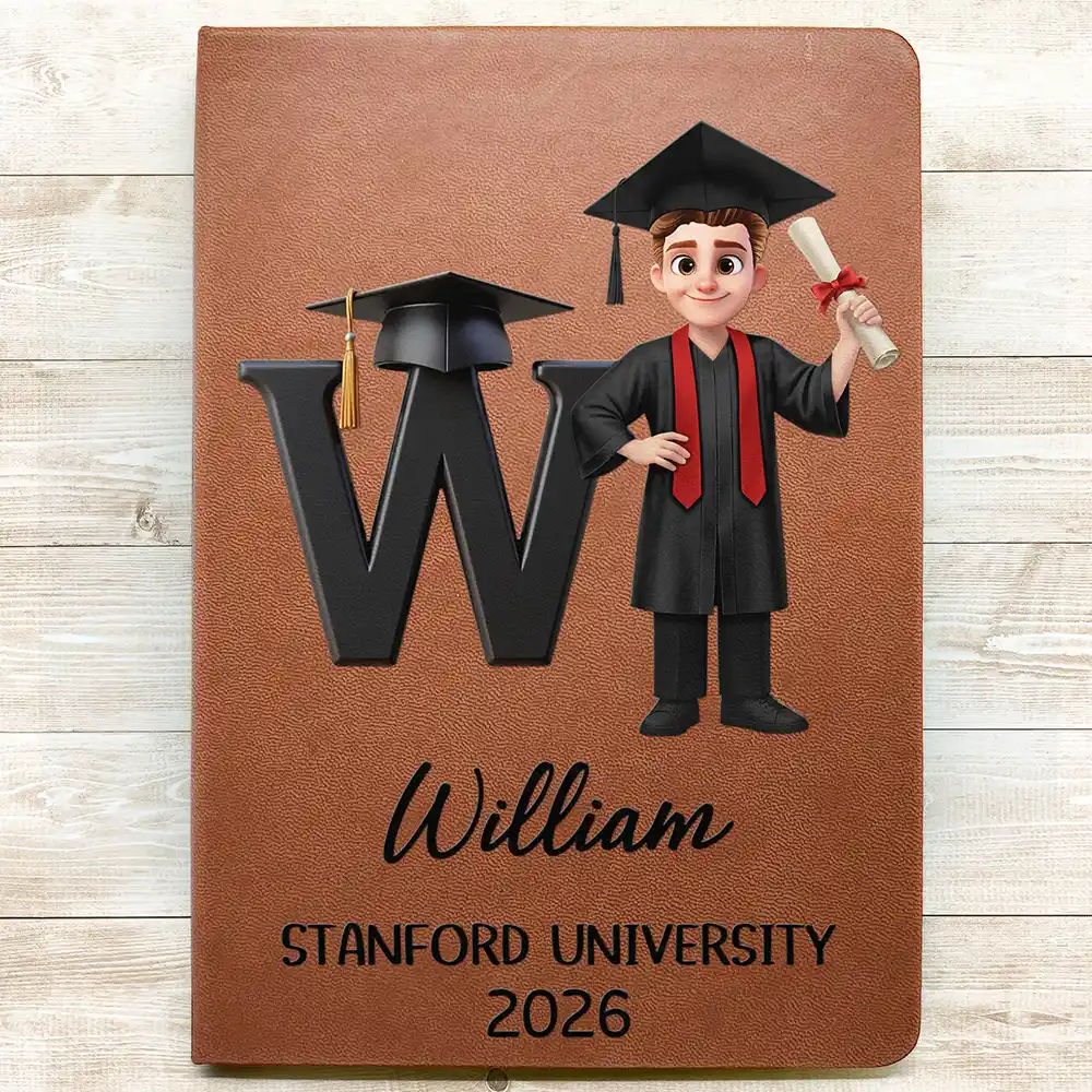 Congrats Graduate With Alphabet - Personalized Leather Journal - Image 4