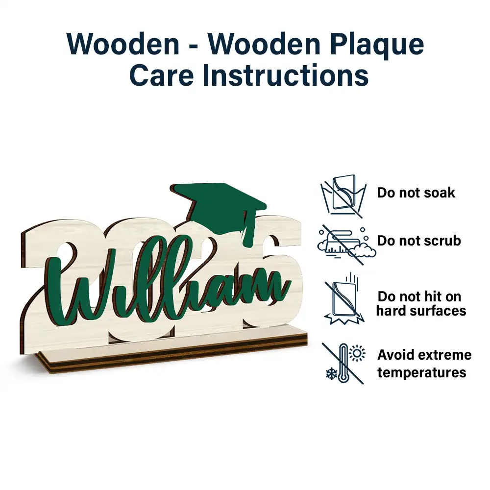 Congrats Graduation Colorful Name - Personalized Custom Shaped Wooden Plaque - Image 6