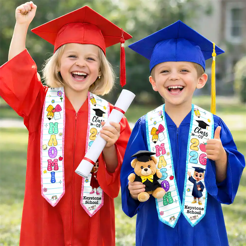 Congrats Graduation Cute Kid - Personalized Kid Graduation Stole - Image 4