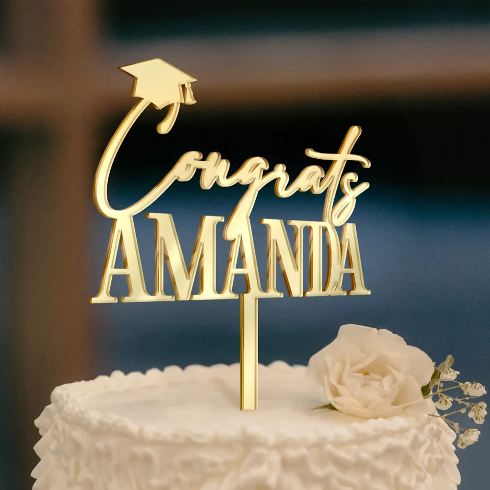 Congrats Graduation Name - Personalized Cake Topper - Image 2