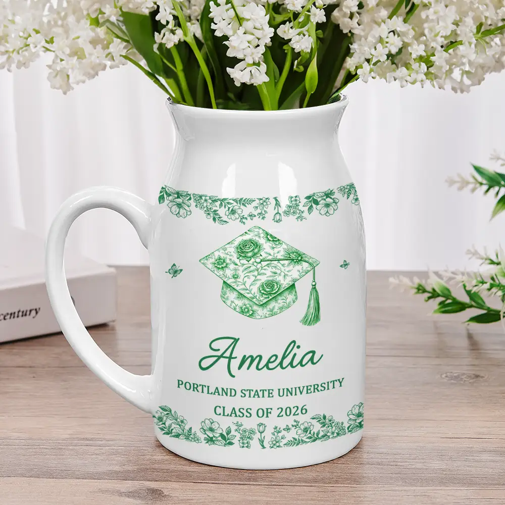 Congrats Graduation - Personalized Ceramic Flower Vase - Image 2