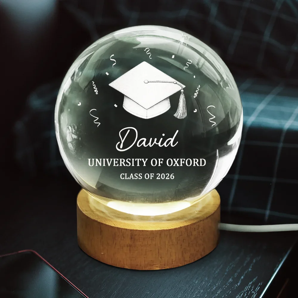 Congrats Graduation - Personalized Crystal Globe Lamp - Image 3