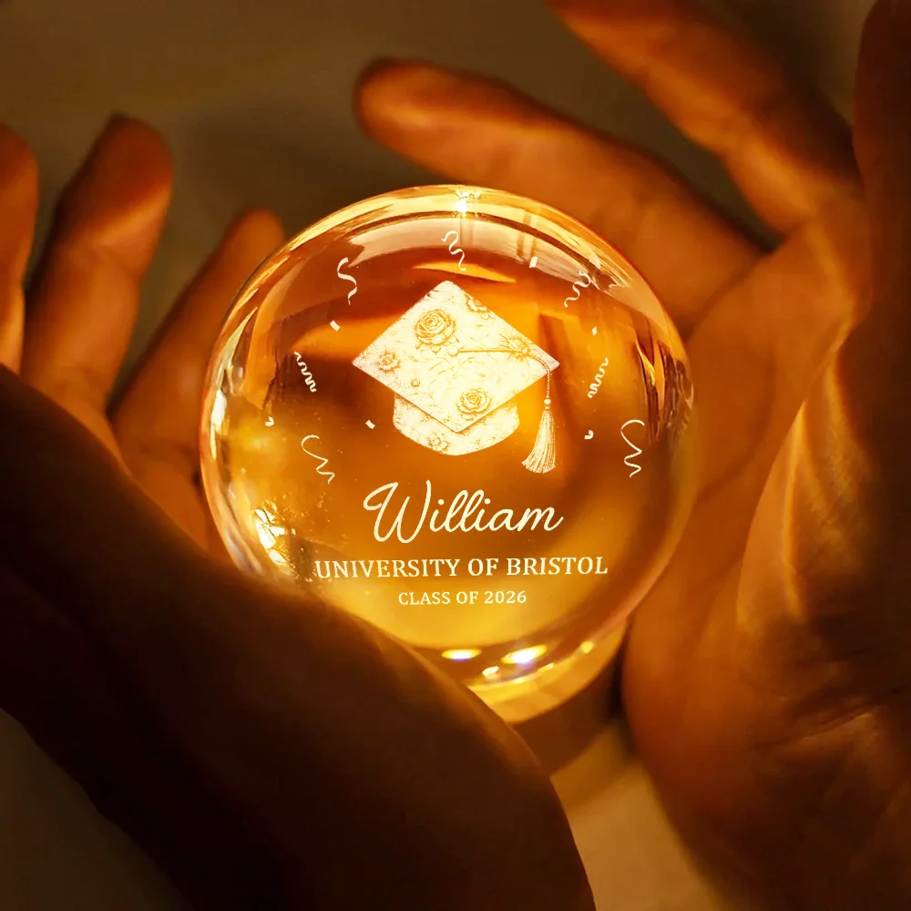 Congrats Graduation - Personalized Crystal Globe Lamp - Image 4
