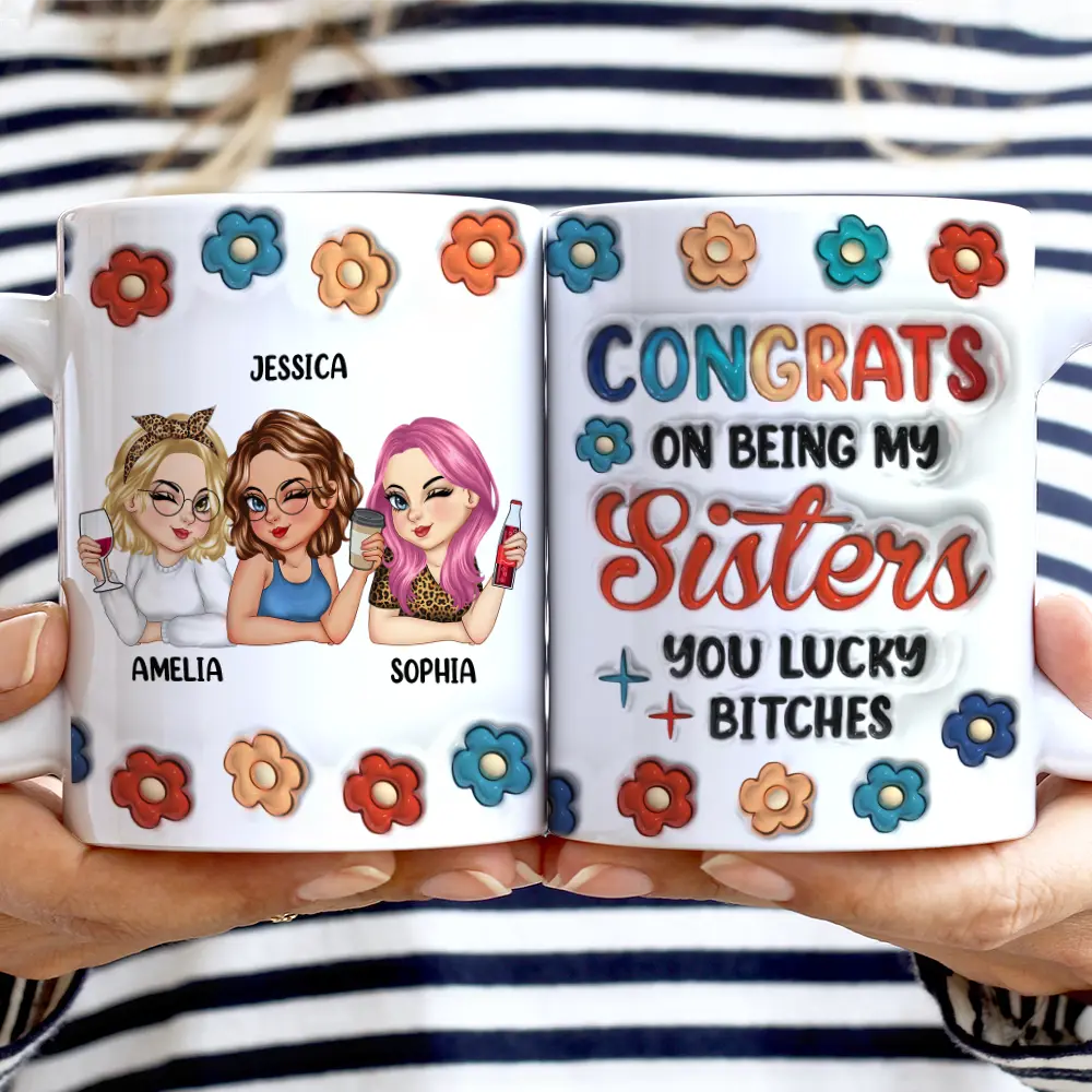 Congrats On Being My Bestie - 3D Inflated Effect Printed Mug, Personalized White Edge-to-Edge Mug - Image 2
