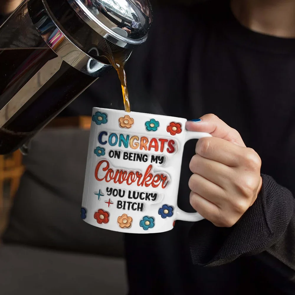 Congrats On Being My Bestie - 3D Inflated Effect Printed Mug, Personalized White Edge-to-Edge Mug - Image 4