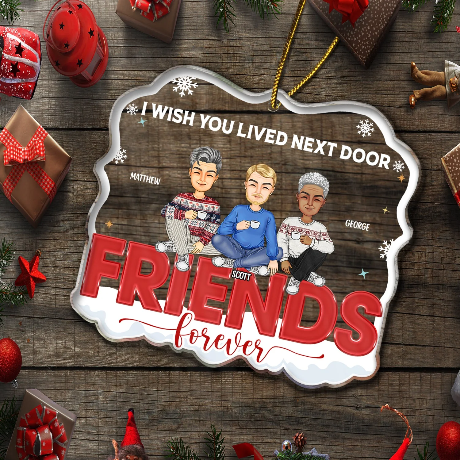 Congrats On Being My Bestie Cartoon - Christmas Gift For Friends - Personalized Custom Shaped Acrylic Ornament - Image 5