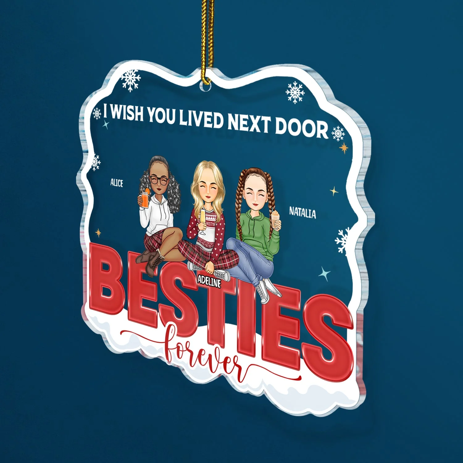 Congrats On Being My Bestie Cartoon - Christmas Gift For Women - Personalized Custom Shaped Acrylic Ornament - Image 2
