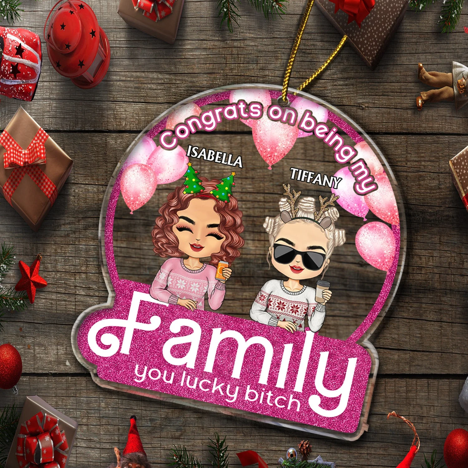 Congrats On Being My Bestie Chibi - Christmas Gifts For Besties, Friends - Personalized Custom Shaped Acrylic Ornament - Image 5