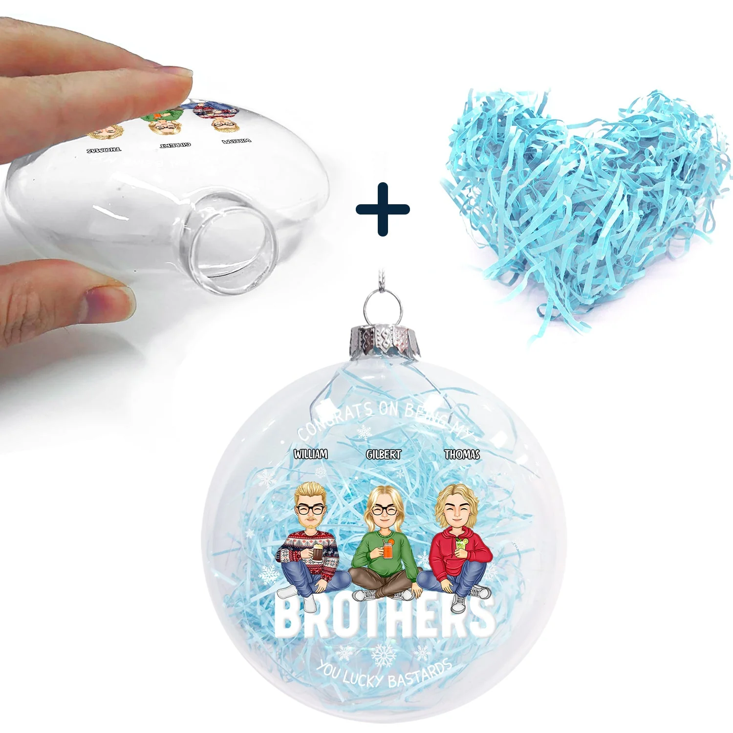 Congrats On Being My Bestie - Christmas Gift For Friends, Sisters, Sibling - Personalized Clear Flat Ball Ornament - Image 5