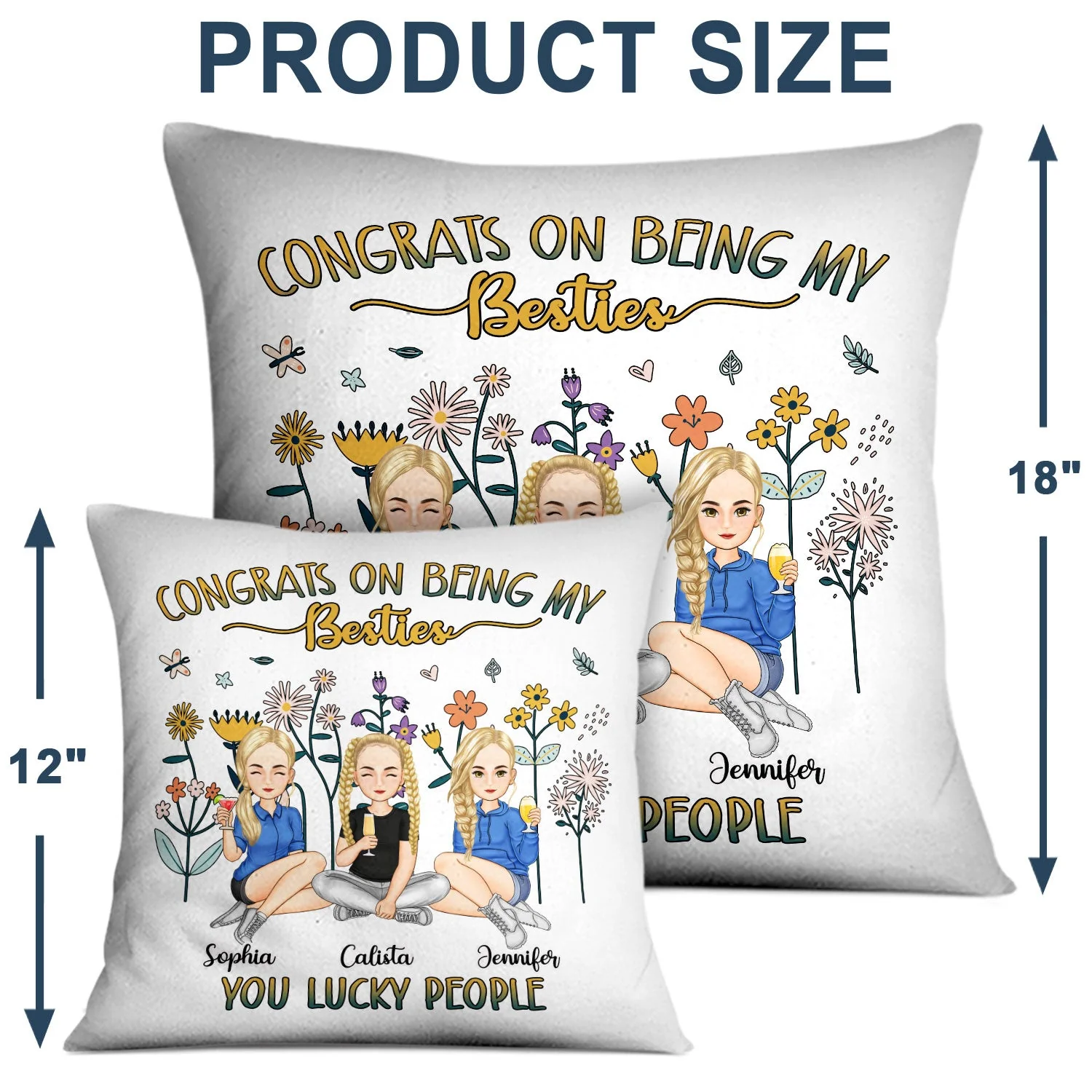 Congrats On Being My Bestie Flower - Gift For Bestie - Personalized Pillow - Image 4