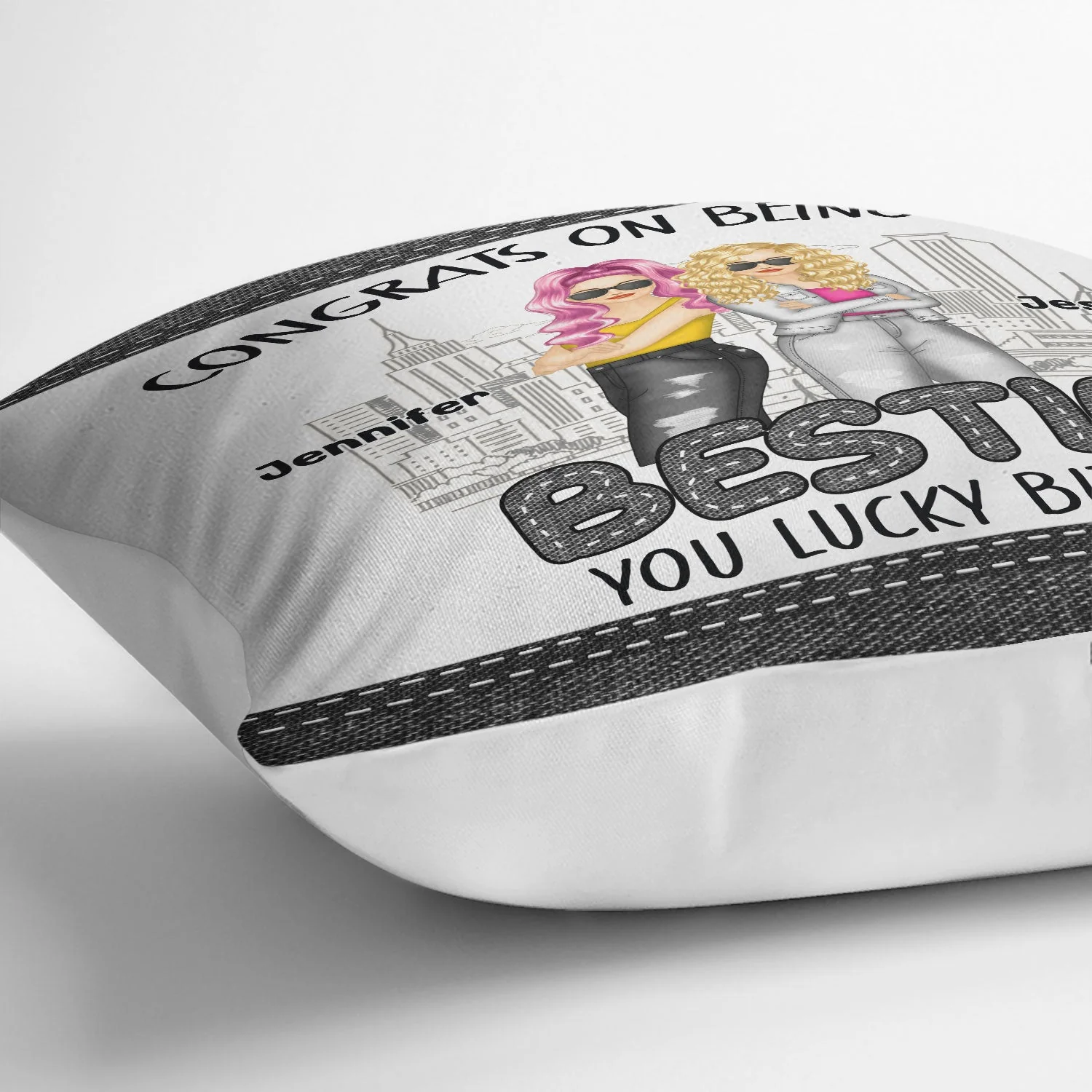 Congrats On Being My Bestie Jeans Ver - Gift For Bestie - Personalized Pillow - Image 3