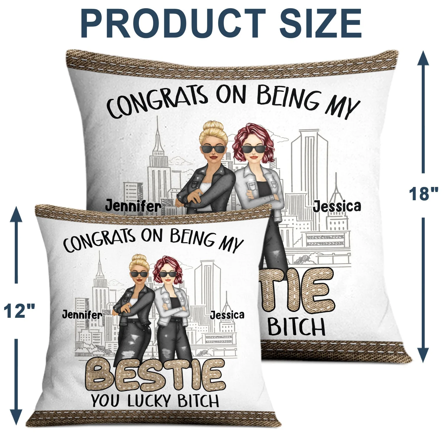 Congrats On Being My Bestie Jeans Ver - Gift For Bestie - Personalized Pillow - Image 4