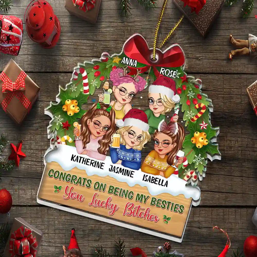 Congrats On Being My Bestie - Personalized Custom Shaped Acrylic Ornament - Image 5