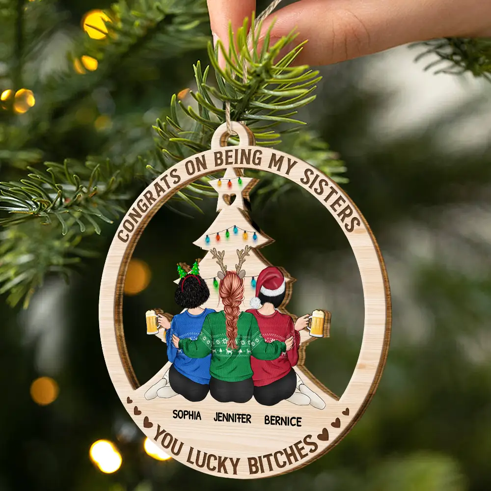 Congrats On Being My Bestie - Personalized Wooden Cutout Ornament - Image 2