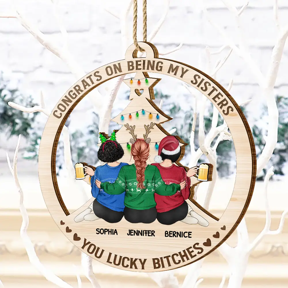 Congrats On Being My Bestie - Personalized Wooden Cutout Ornament - Image 4