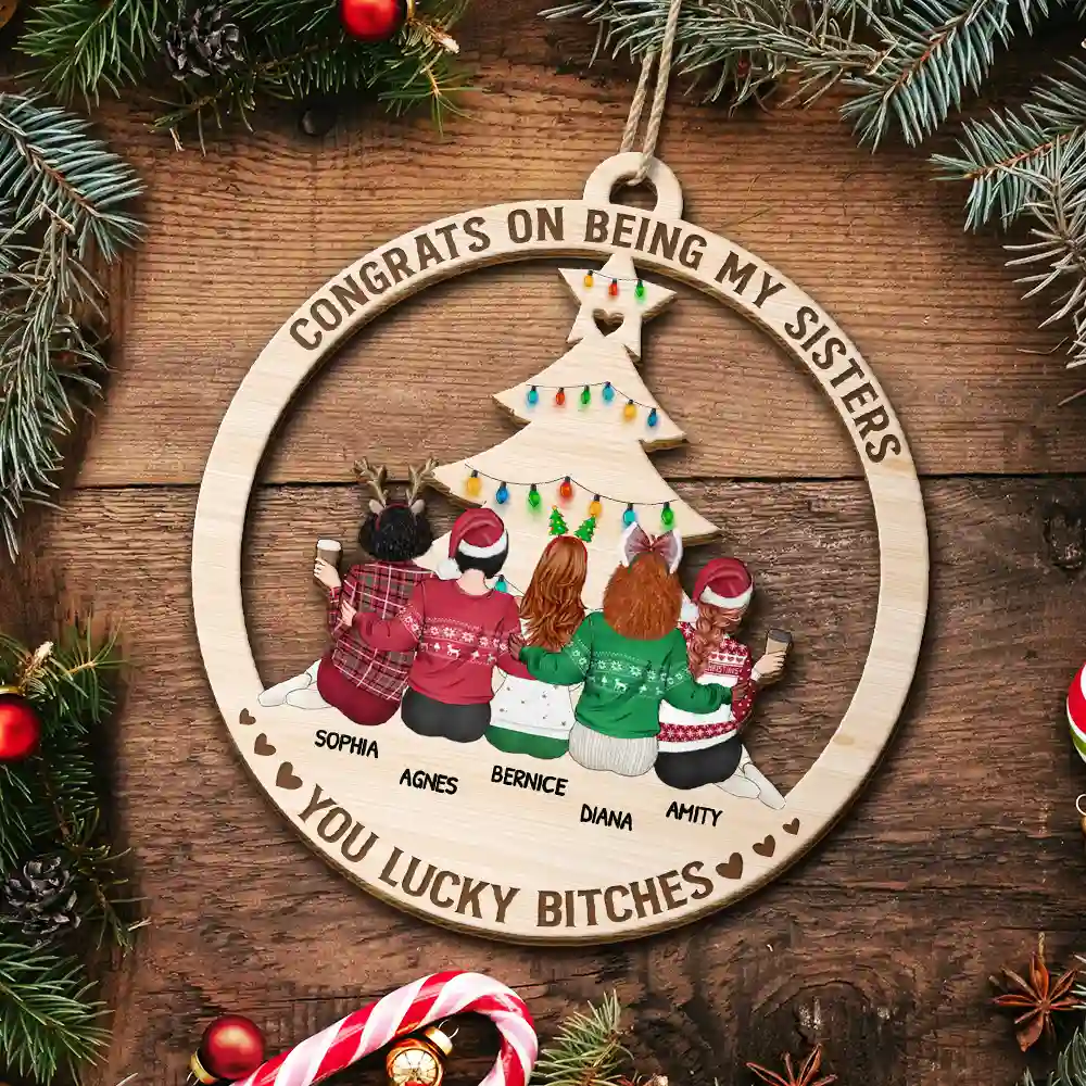 Congrats On Being My Bestie - Personalized Wooden Cutout Ornament - Image 5