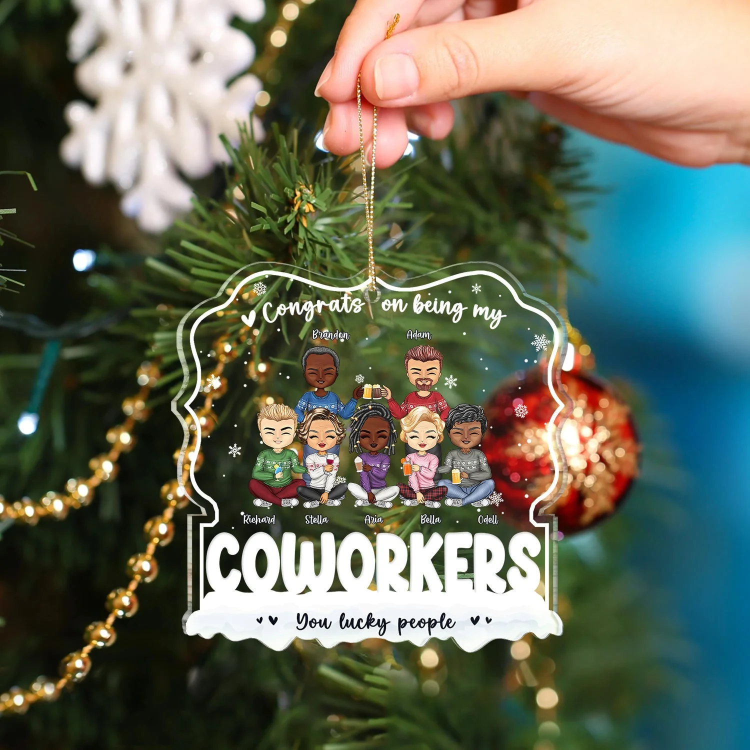 Congrats On Being My Besties - Christmas Gift For Besties - Personalized Custom Shaped Acrylic Ornament - Image 4