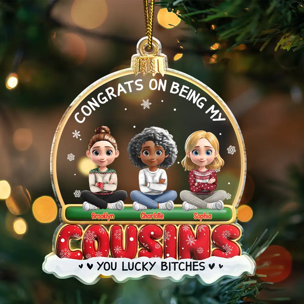 Congrats On Being My Besties Friends Siblings 3D Effect - Personalized Custom Shaped Acrylic Ornament - Image 4