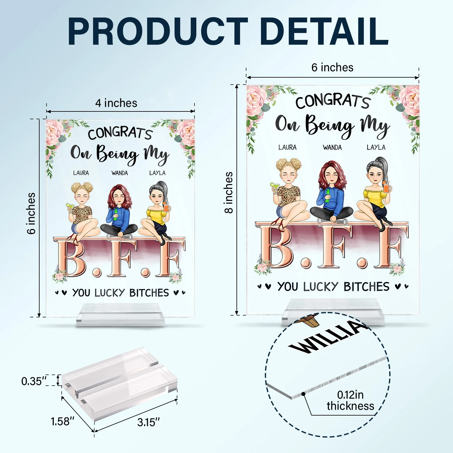 Congrats On Being My Besties - Gift For Besite - Personalized Vertical Rectangle Acrylic Plaque - Image 5