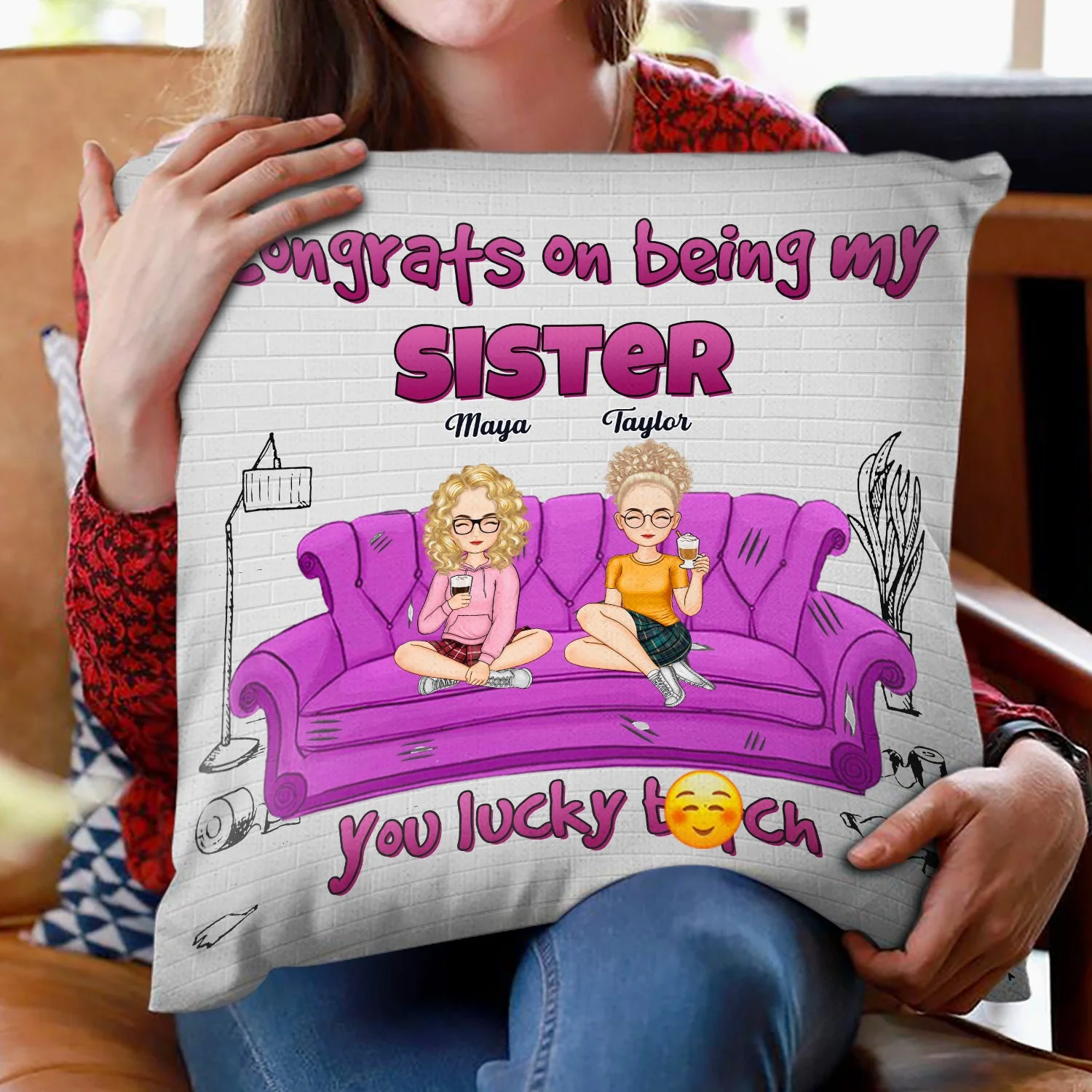 Congrats On Being My Besties - Gift For Best Friends - Personalized Pillow - Image 2