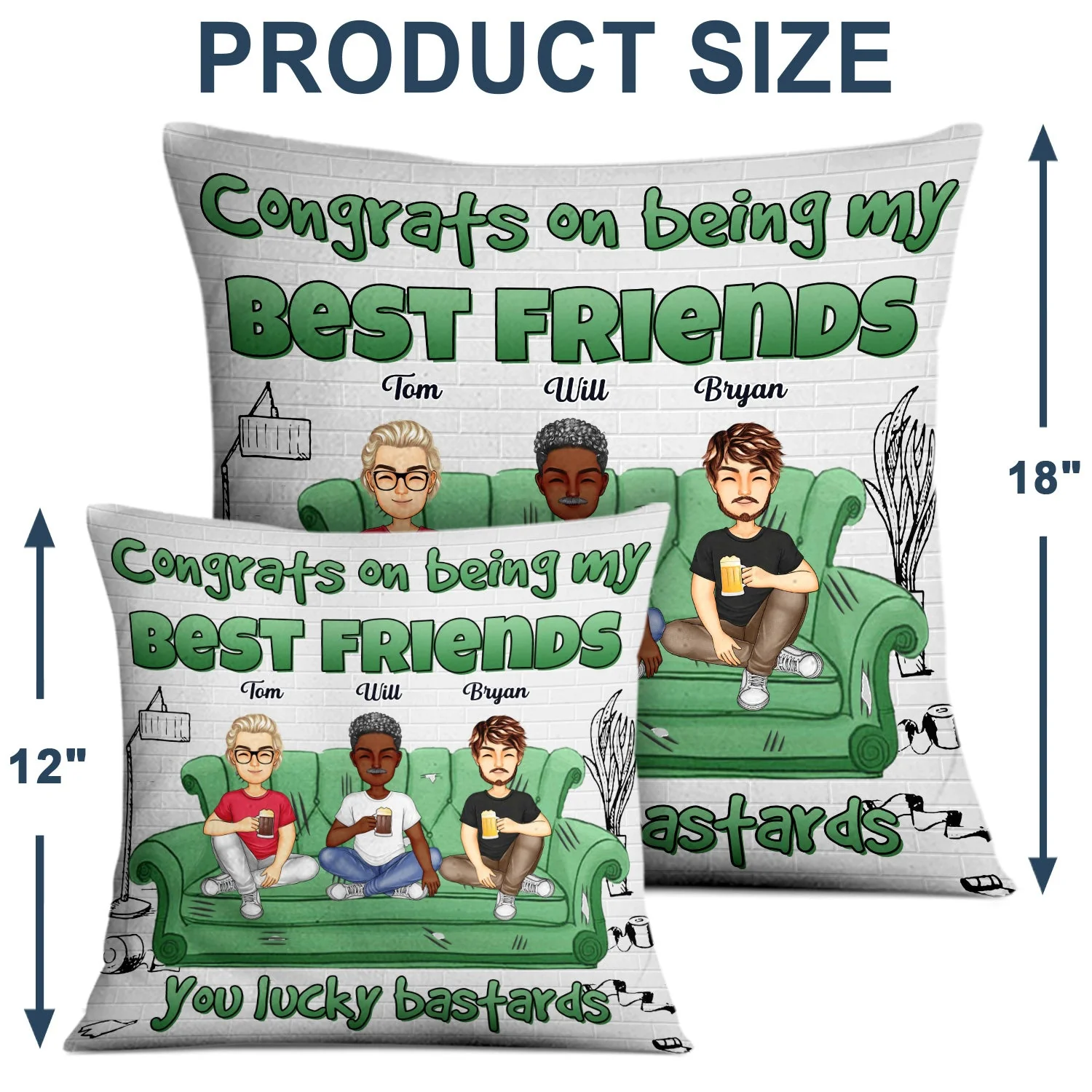 Congrats On Being My Besties - Gift For Best Friends - Personalized Pillow - Image 4
