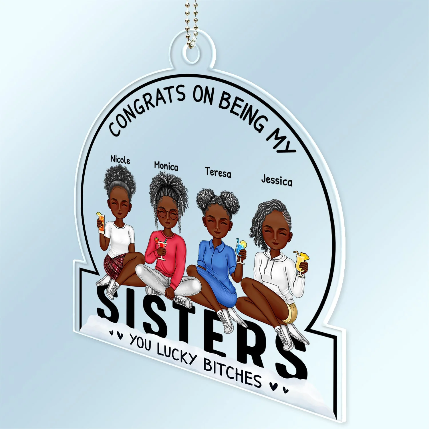 Congrats On Being My Besties - Gift For Besties - Personalized Acrylic Car Hanger - Image 2