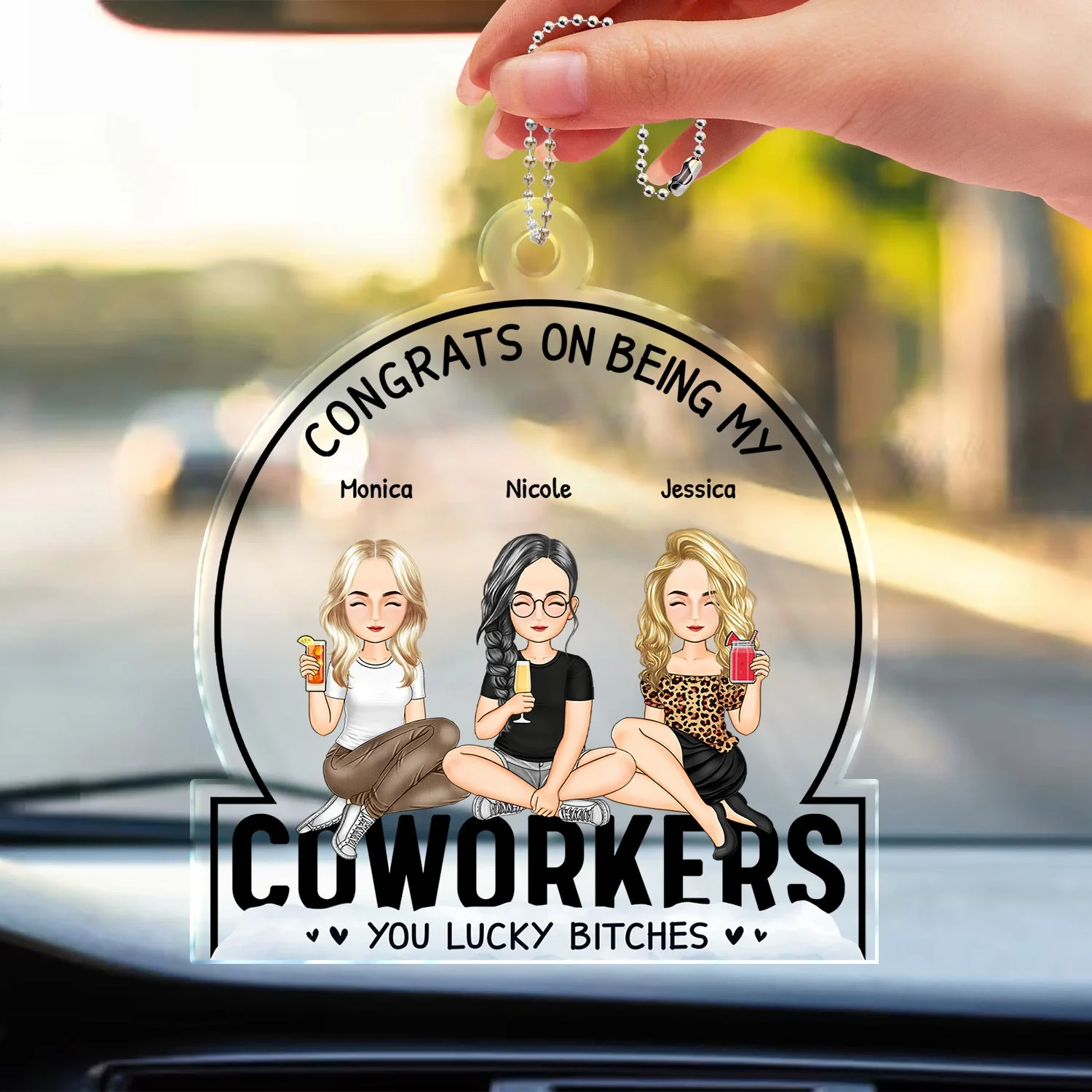 Congrats On Being My Besties - Gift For Besties - Personalized Acrylic Car Hanger - Image 3