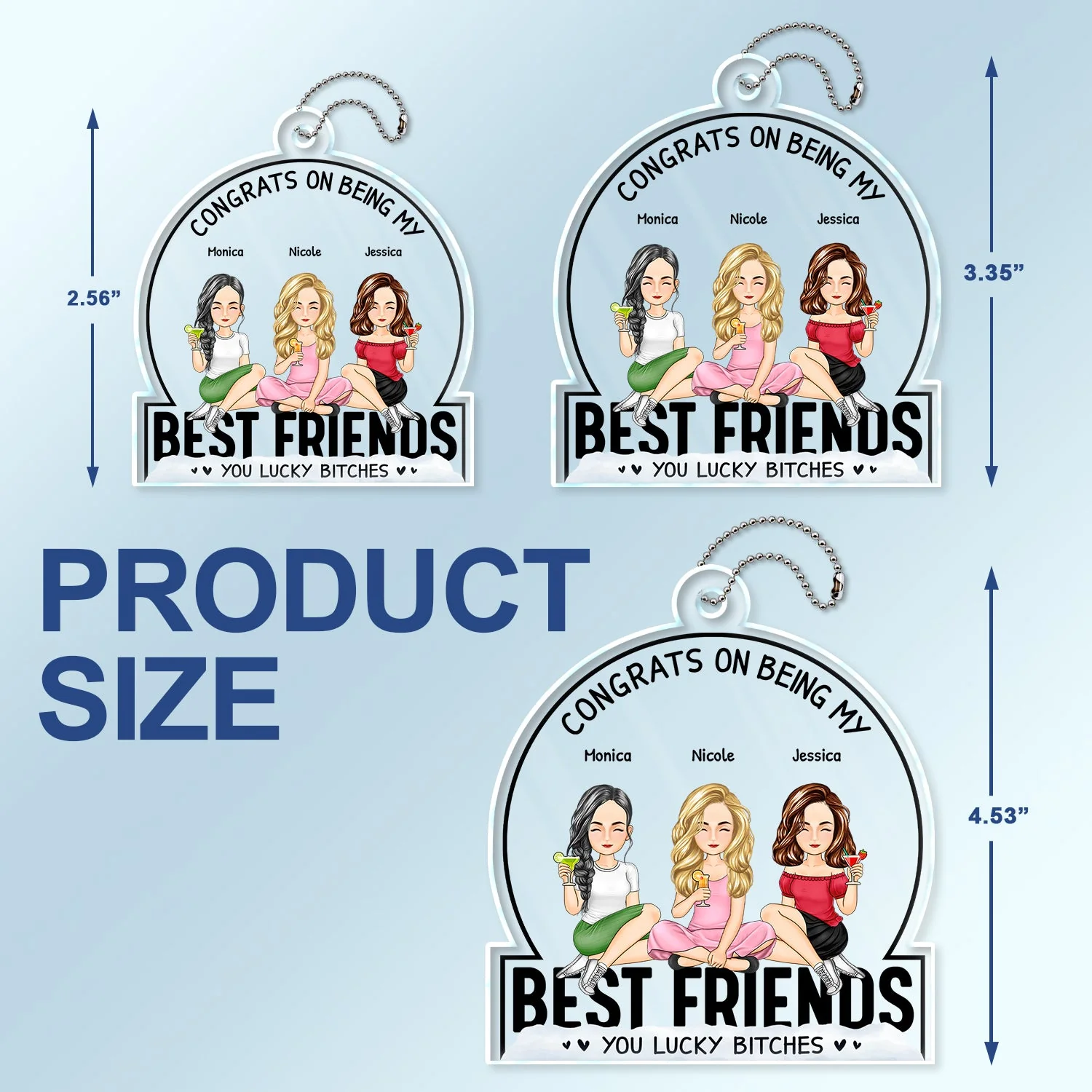 Congrats On Being My Besties - Gift For Besties - Personalized Acrylic Car Hanger - Image 4