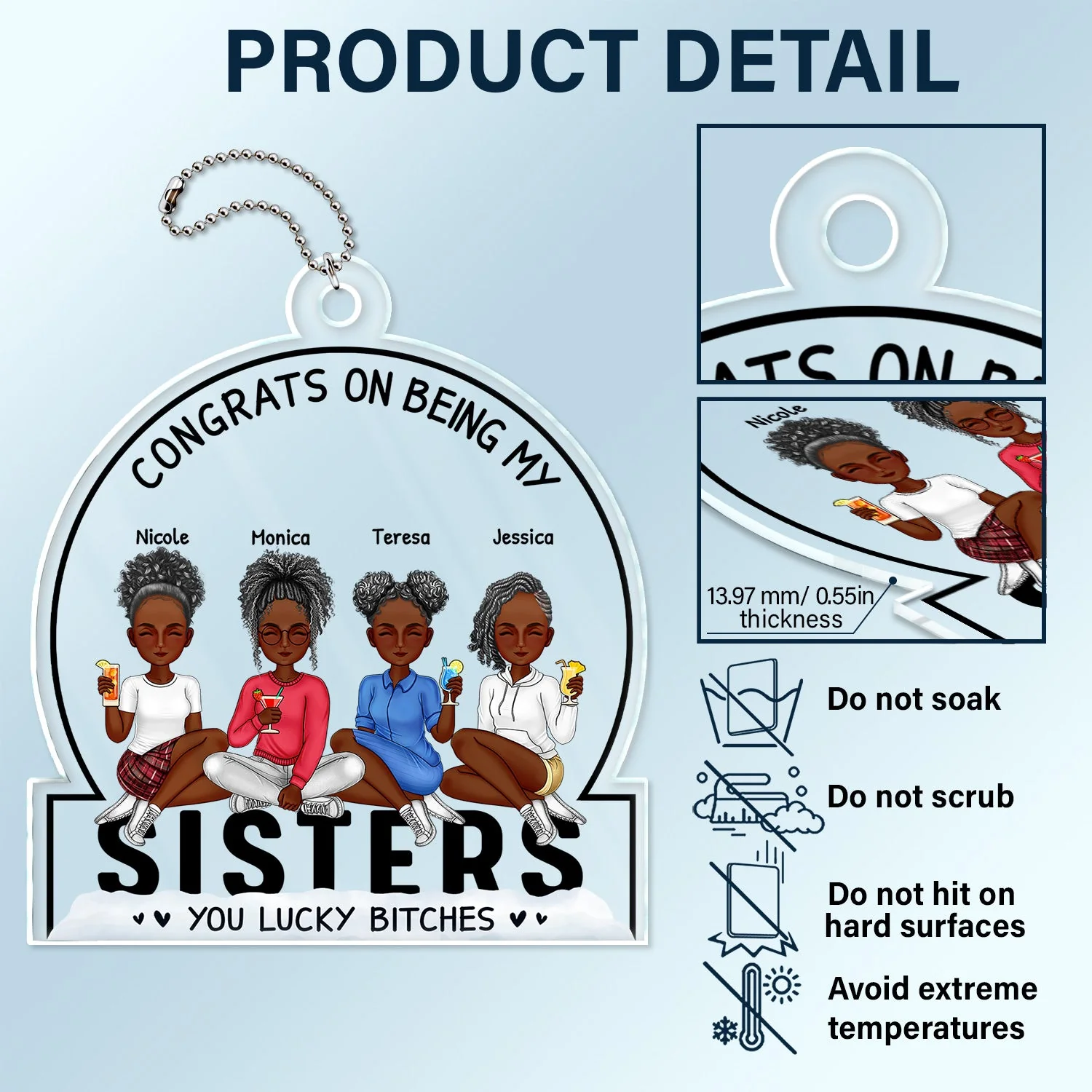 Congrats On Being My Besties - Gift For Besties - Personalized Acrylic Car Hanger - Image 5